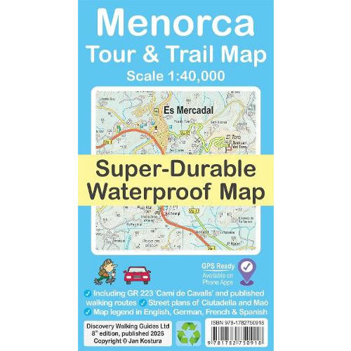 Menorca Tour and Trail Super-Durable Walking Map